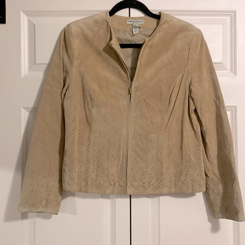 Valerie Steven Tan Suede Leather Jacket